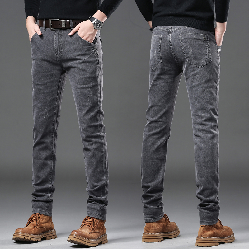 Streetwear Brand Denim - Jean Slim Coréen Gris Pur pour
