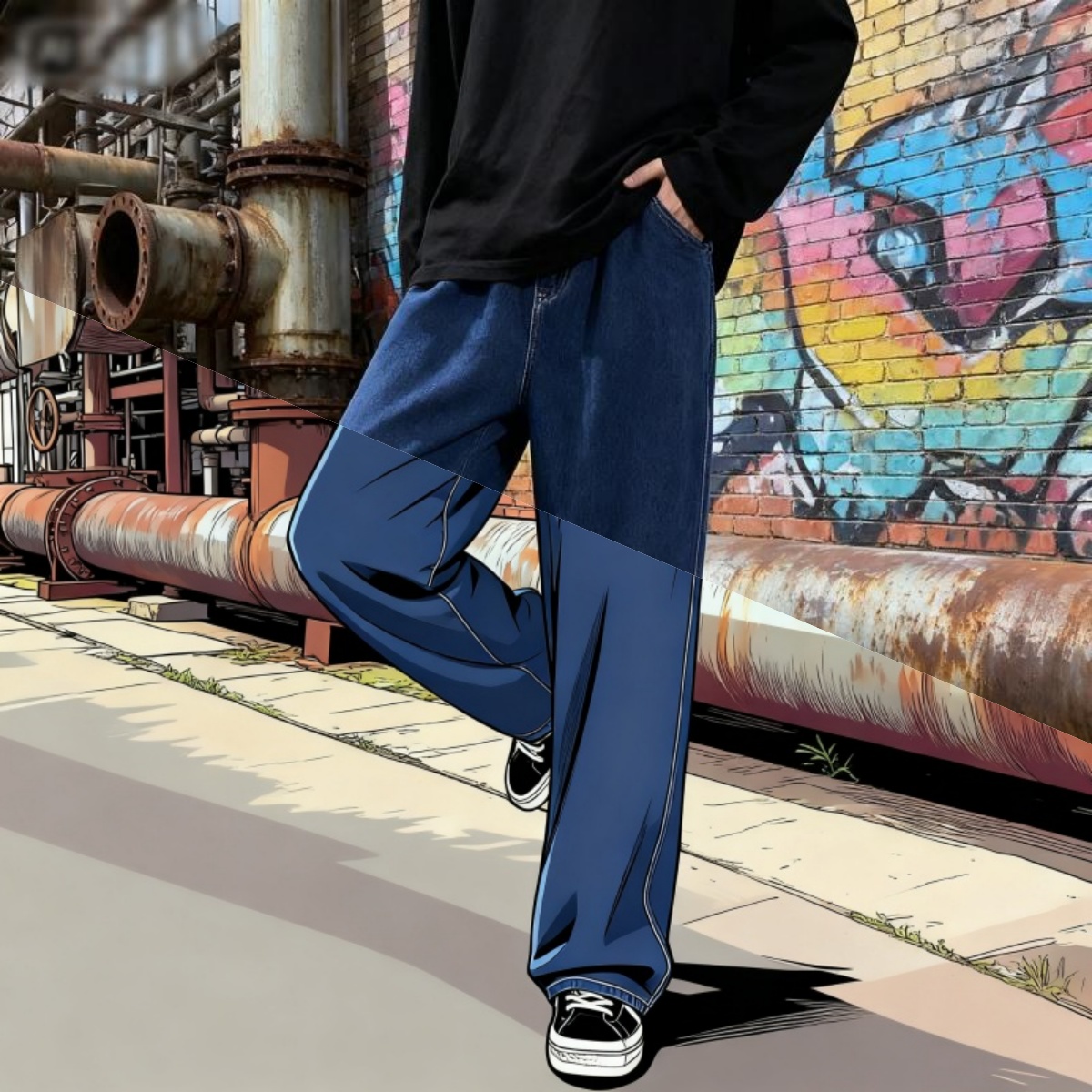 Streetwear Brand Denim - Style coréen Streetwear nouvelle mode Baggy